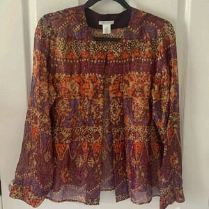Laura Ashley multicolor and metallic sheer blouse size medium